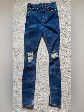 Good American Dark Blue Ripped Skinny Jeans